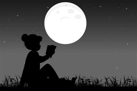 cute girl and moon silhouette landscape (2484337)