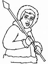 Inuit With Sharp Spear Coloring Page sketch template