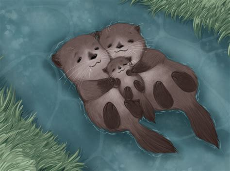 Otter Family by Alexandria Walker Family Illustration, Cute ...