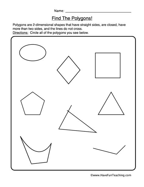 Free Printable Polygon Worksheets