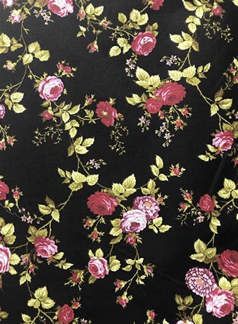 Vintage Floral Rose Print Fabric by the 5 Yard, 10 Yard, 15 Yard and 20 Yard Increment, 58"/60 ...