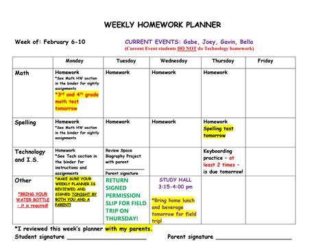 37 Printable Homework Planners (Only the BEST) ᐅ TemplateLab