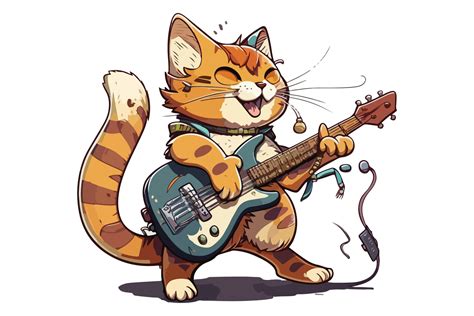 Cat playing guitar vector illustration 22330417 Vector Art at Vecteezy