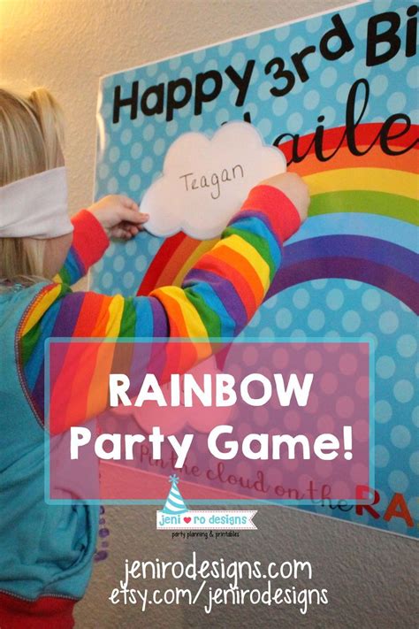 Fun printable party game for your Rainbow lover! Pin the cloud on the Rainbow, easy to print and ...