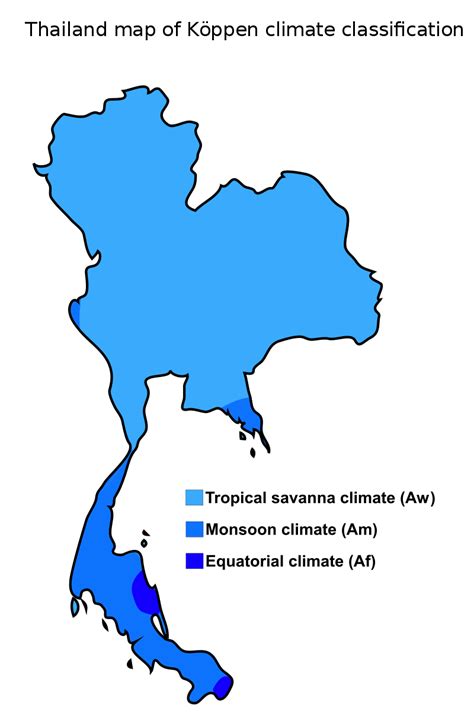 Mapa da Tailândia da classificação climática de Köppen. | Thailand map, Tropical savanna climate ...