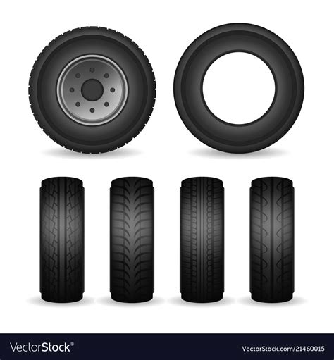 Realistic detailed 3d black rubber tires and car Vector Image