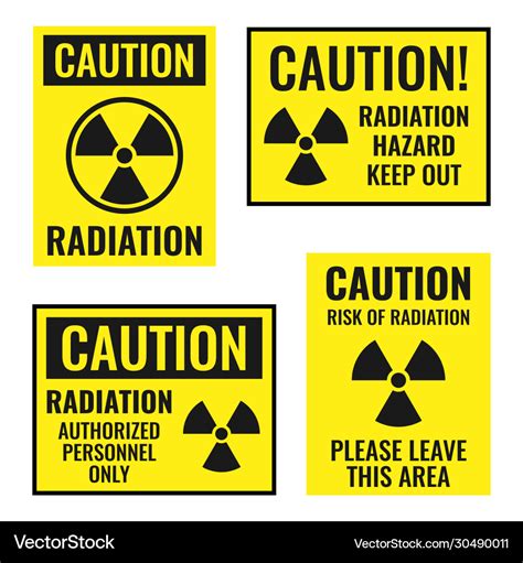 Radiation danger sign set radioactive hazard Vector Image