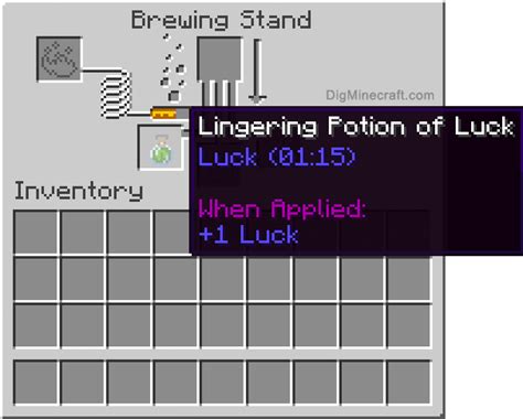 How to make a Lingering Potion of Luck (1:15) in Minecraft