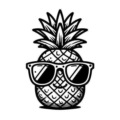 Free Cool Summer Pineapple - Background Black And White SVG Vector File ...