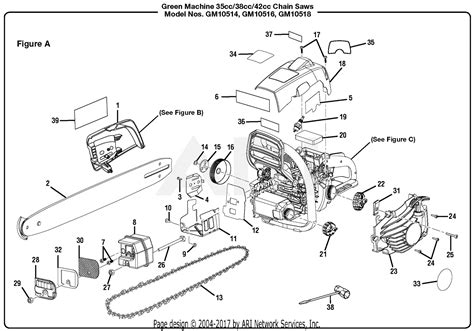 Homelite GM10516 16" 38cc Chain Saw Parts Diagram for Figure A