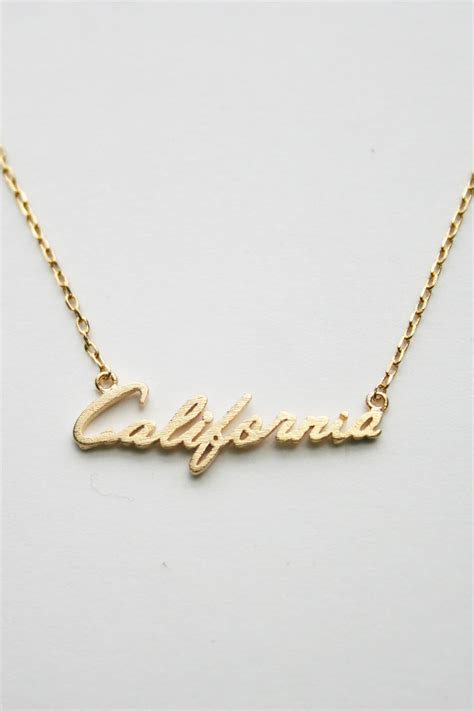 California Cursive Dainty Nameplate Necklace: Yellow Gold – Shop at Goldie's