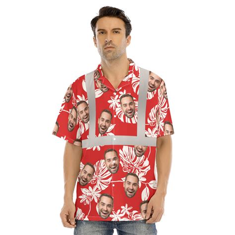 Funny Custom Face Tropical Vintage Hawaiian Shirt With Reflective Strip