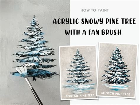 Snowy Acrylic Pine Tree With A fan Brush - Debasree Dey Art