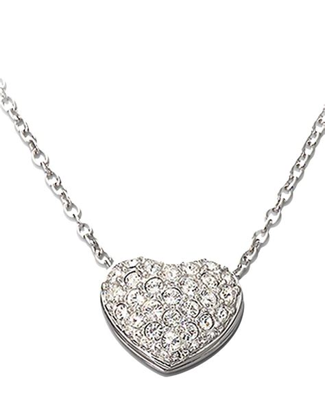 Swarovski Heart-Shaped Crystal Pav?? Pendant Necklace in Silver ...