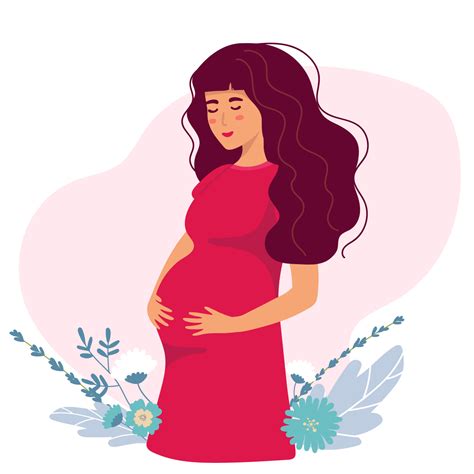 Pregnant woman, concept vector illustration in cute cartoon style ...