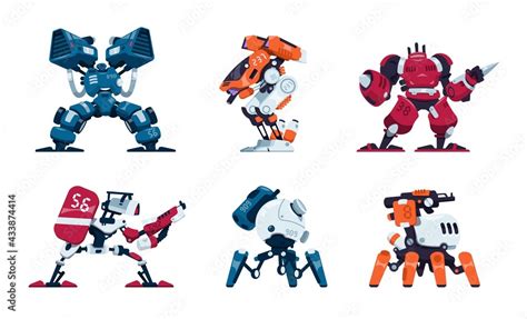 War robots. Cartoon battle machine, super hero in futuristic ...