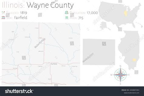 Large Detailed Map Wayne County Illinois Stock Vector (Royalty Free) 2200847263 | Shutterstock