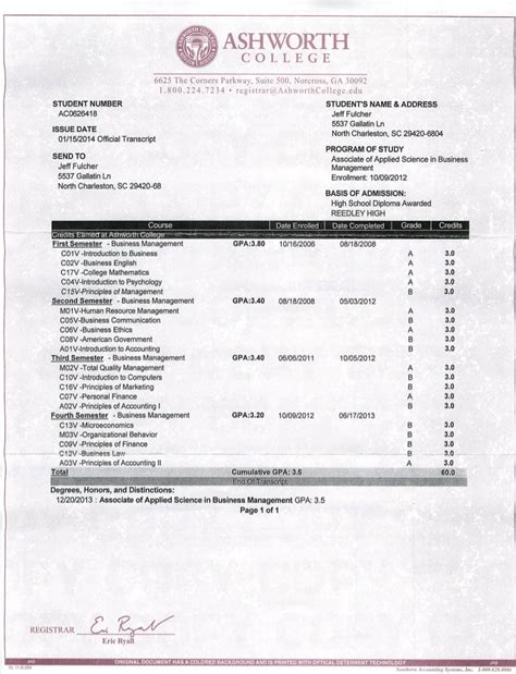 Official Transcript