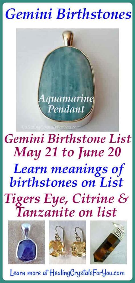 Gemini Birthstone List of Birthstones & Meanings 21st May to 20th June