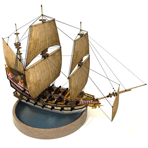 3D model Pirate Galleon VR / AR / low-poly MAX OBJ FBX