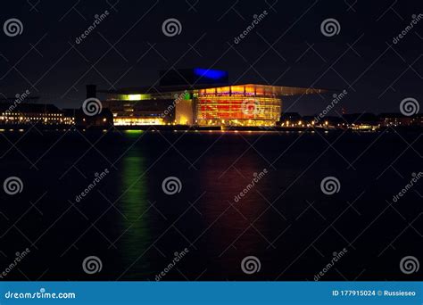 Copenhagen Opera in the Night Stock Photo - Image of illuminated, dusk: 177915024