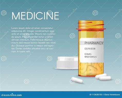 Realistic Vector Medical Orange Pills Bottle with a Blank Label Prescription Medicine Tablets ...