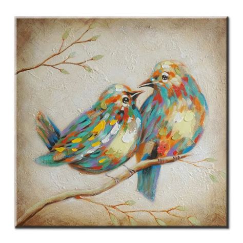 Oil Paintings Canvas Wall Art Cute Lovely Birds Animal Painting ...