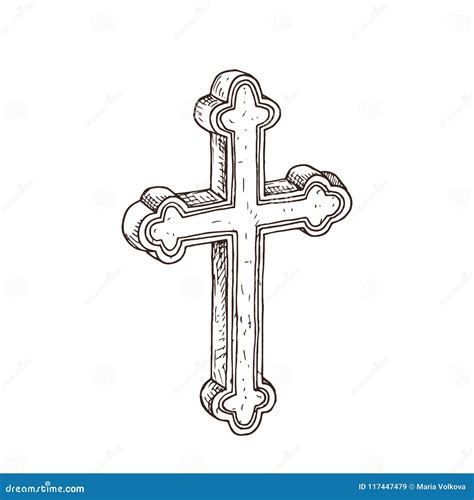 Hand drawn orthodox cross stock vector. Illustration of holiday - 117447479