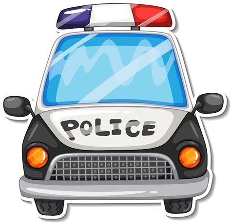 Free Vector | Sticker design with front view of police car isolated