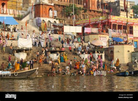 Colorful Ghats in Varanasi, India Stock Photo - Alamy