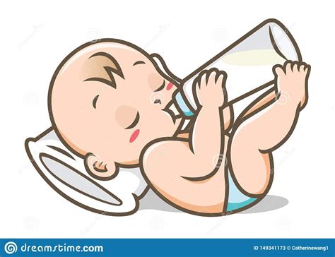 Baby Drinking Milk from Bottle Vector Illustration Stock Vector ...