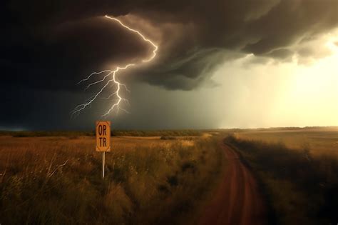 Premium AI Image | Photo of Tornado warning sign against a stormy sky