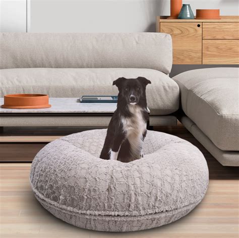 Bessie and Barnie Signature Serenity Grey Luxury Extra Plush Faux Fur Bagel Pet/ Dog Bed ...