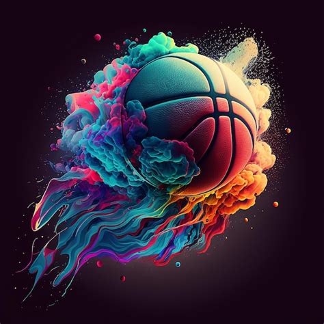 Premium Photo | Colorful 3d basketball bounce illustration generative ai