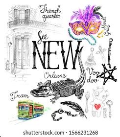 New Orleans Louisiana Symbols Voodoo Magic Stock Illustration 1566231268 | Shutterstock