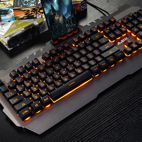 USB Wired Gaming Mechanical Feel Keyboard Yellow Backlight Waterproof ...