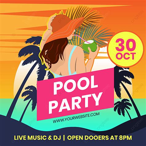 Pool Party Flyer Invitation Template Template Download on Pngtree