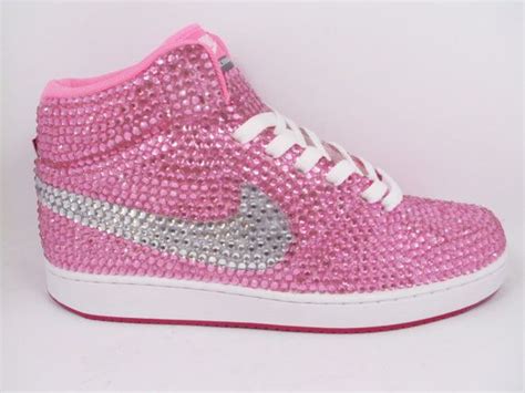 Clear Crystal With Pink Tick Nike Backboard Hi Top Trainers US 5 -12.5 | Pink nike shoes, Pink ...