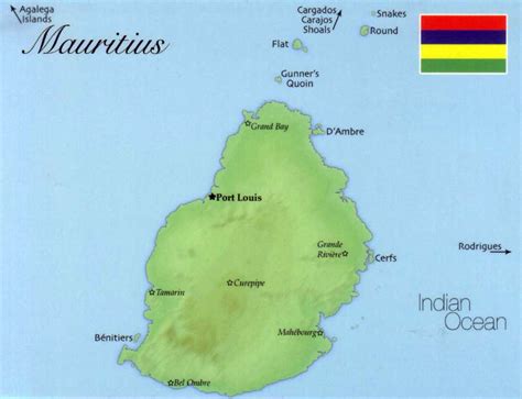 Detailed map of Mauritius with flag | Mauritius | Africa | Mapsland ...