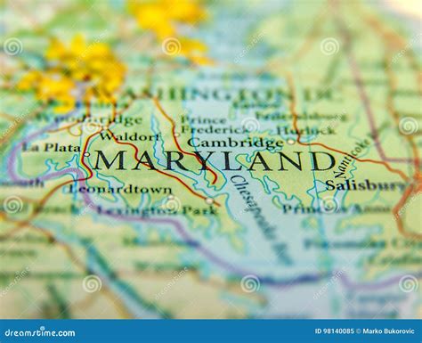 Geographic Map of US State Maryland and Washington DC City Stock Image - Image of realistic ...