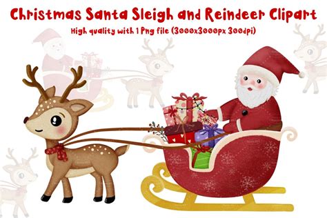 Santa Claus And His Reindeer Clipart