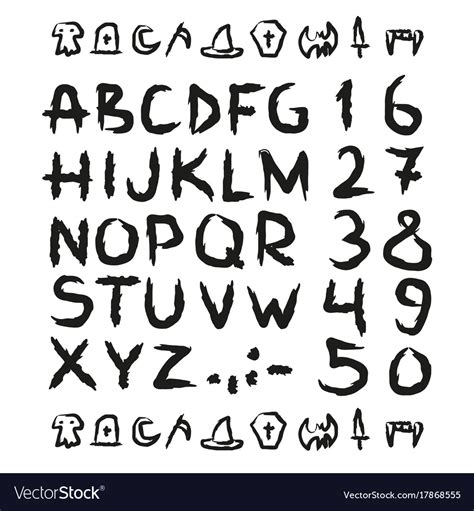 Spooky hand drawn horror scary letters Royalty Free Vector