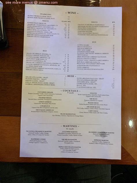 Online Menu of 750 Cucina Rustica Restaurant, Cary, Illinois, 60013 - Zmenu