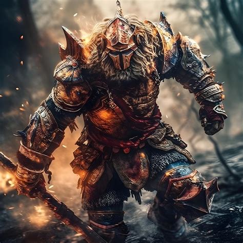 Tough Dwarf Warrior in Full Armor - Epic 4K Canvas Artwork Digital Art by Eyvindur Karlsson ...