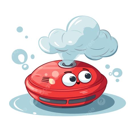 Smoke Alarm, Sticker Clipart Cartoon Vector Illustration Of A Red Water Cleaner With Clouds On ...