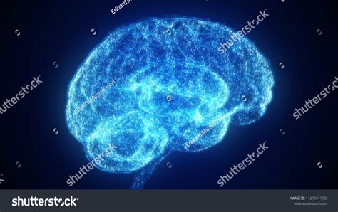 Digital Artificial Intelligence Blue Brain Particle Stock Illustration ...
