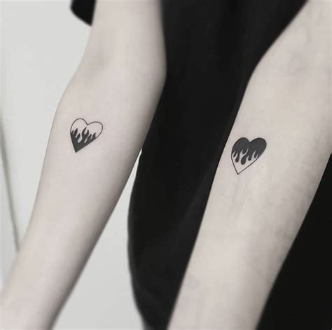 Fire Heart tattoo on the fore arm Hon Tattoo | Matching tattoos, Pair ...