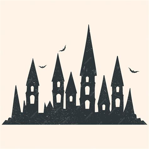 Premium Vector | Halloween castle silhouette halloween haunted house church and other buildings ...