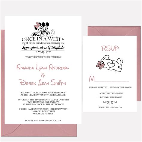 Mickey and Minnie Mouse Wedding Invitations Mickey and Minnie - Etsy