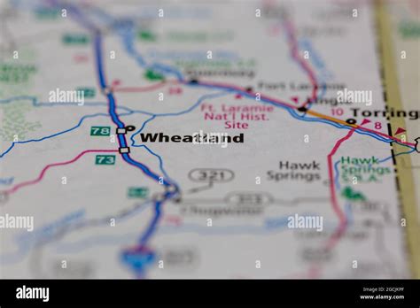 Wheatland Wyoming USA shown on a road map or Geography map Stock Photo ...